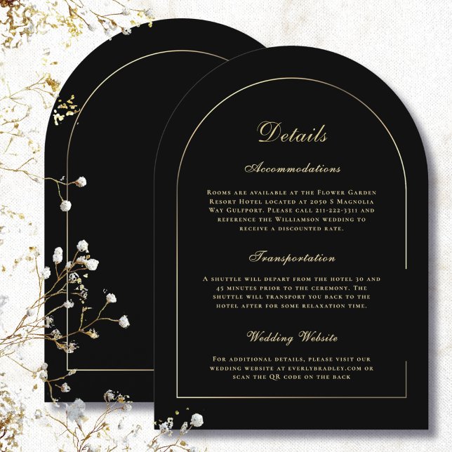 Invitation Mariage avec détails d'arche en or minimal sur fon (Créateur téléchargé)