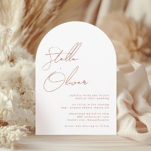 Invitation Mariage avec détails de calligraphie en terracotta