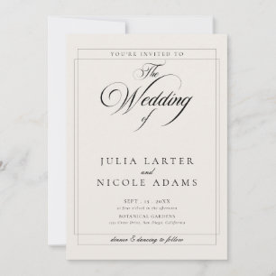 Invitation Mariage avec détails de calligraphie sur ivoire no