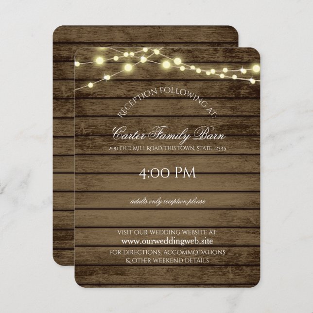 Invitation Mariage avec Éclairages Rustiques et Détails en Bo (Devant / Derrière)