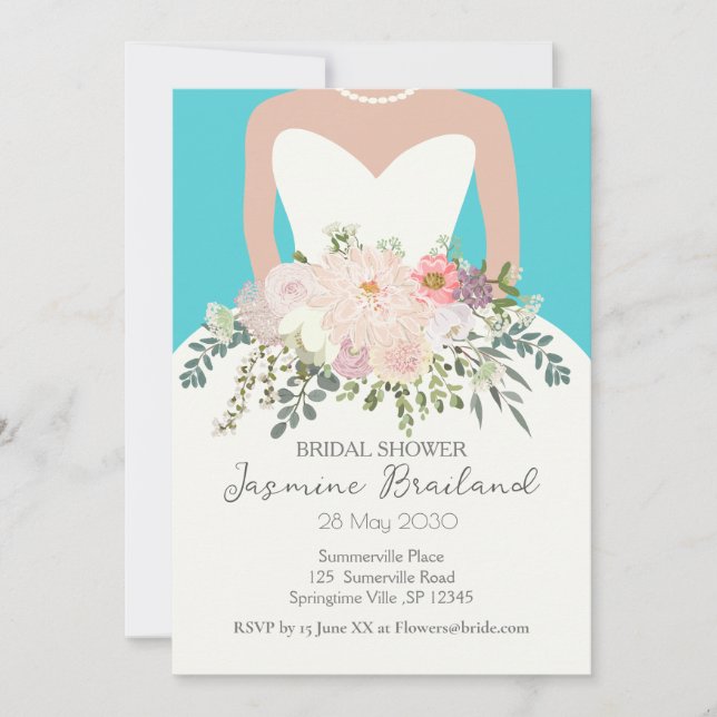 Invitation Mariage avec Fête des mariées de bouquet floral (Devant)