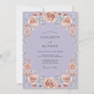 Invitation Mariage avec guirlande de Champagne Mauve