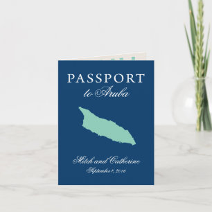 Invitation Mariage avec passeport d'Aruba et arbre Divi Divi