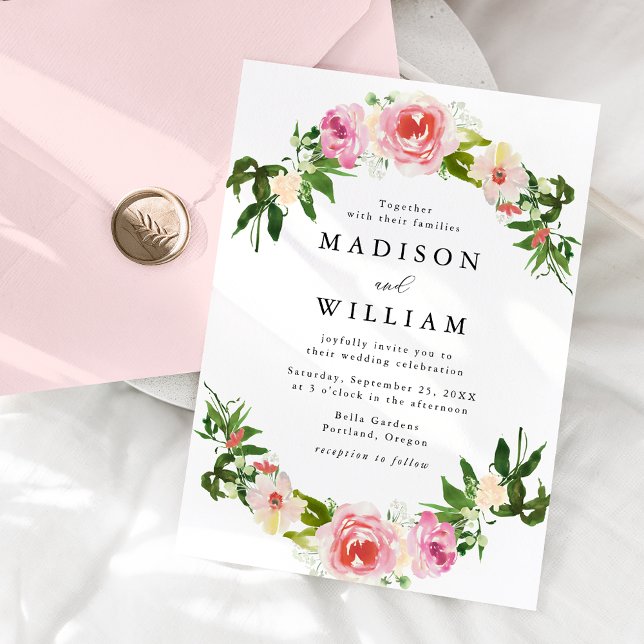 Invitation Mariage avec Projection Florale Rose Tendre (Créateur téléchargé)