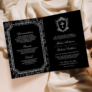 Invitation Mariage avec QR Code Catholique Noir Victorien