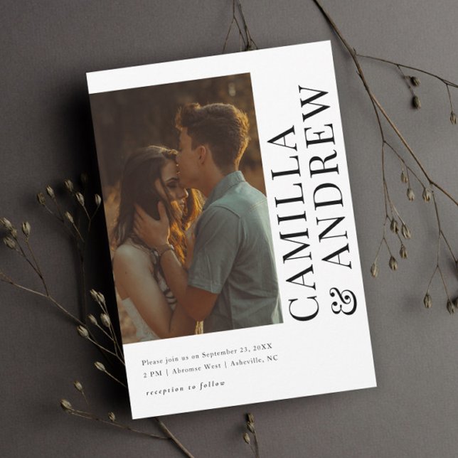 Invitation Mariage avec réponse QR code photo moderne (Créateur téléchargé)