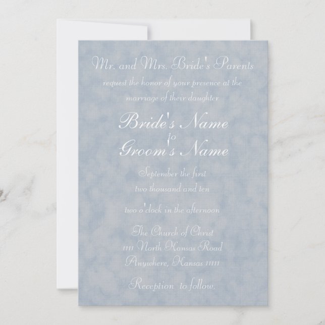 Invitation Mariage avec Texture Bleue et Verset (Devant)