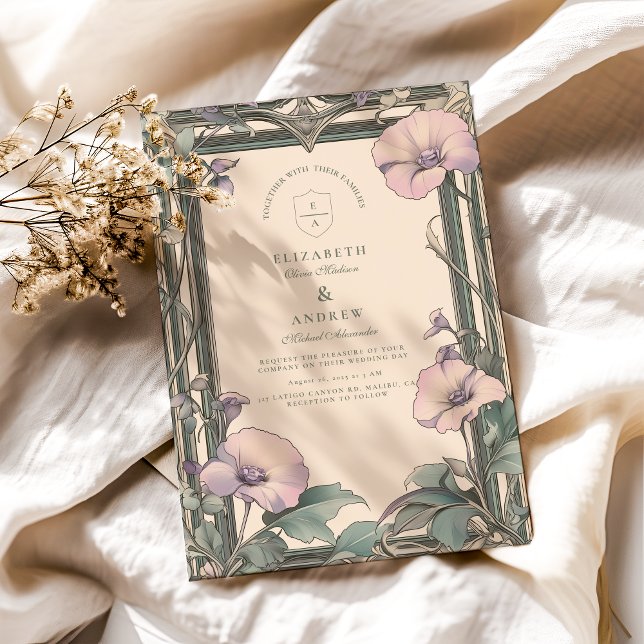 Invitation Mariage avec un cadre dusty lavender (Créateur téléchargé)