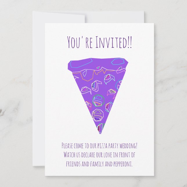Invitation Mariage avec une fête de pizza (Devant)