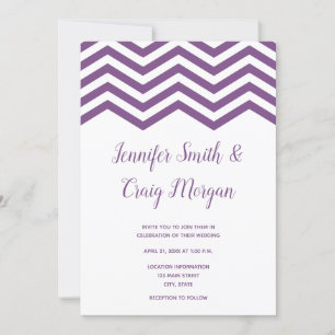 Invitation Mariage avec une garniture chevron blanc et violet