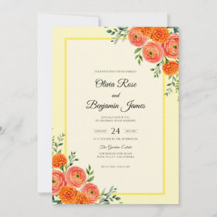 Invitation Mariage avec Vigne Orange Clair