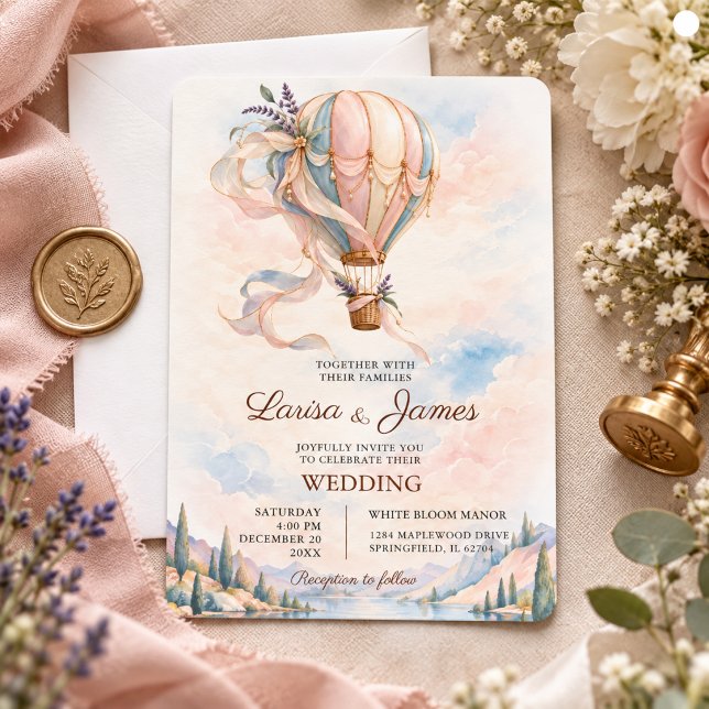 Invitation Mariage Aventure en Montgolfière Romantique (Créateur téléchargé)