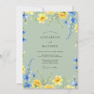 Invitation Mariage Azur Pistache Jonquille Eucalyptus