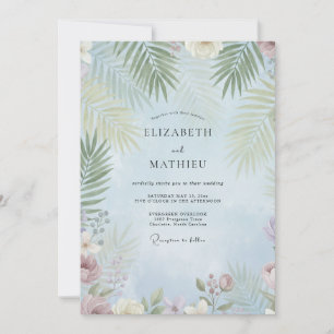 Invitation Mariage Azur Tropical Palmier Eucalyptus Muté
