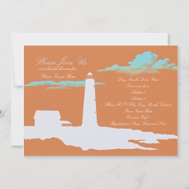 Invitation mariage/baby shower au phare (Devant)