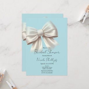 Invitation Mariage : Baby Shower Bleu Clair et Blanc Ivoire à