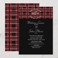 Mariage Bague Logo Tartan Carreaux Flanelle Vin Mo