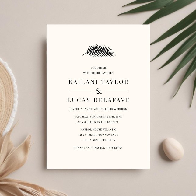 Invitation Mariage Bahia minimal Palm Leaf Moderne (Créateur téléchargé)