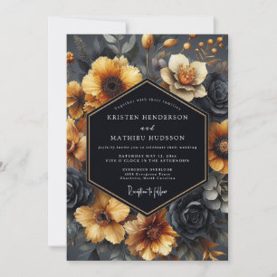 Invitation Mariage baroque à l'ocre ardoise