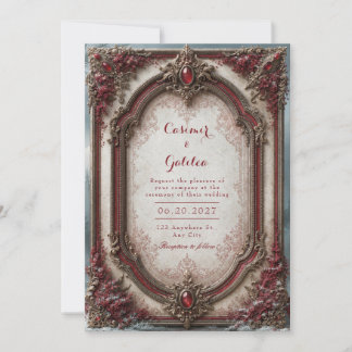 Invitation Mariage baroque au joyau cramoisi