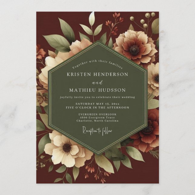 Invitation Mariage baroque au sage de Bourgogne (Devant)