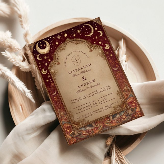 Invitation Mariage baroque céleste de Bourgogne (Créateur téléchargé)