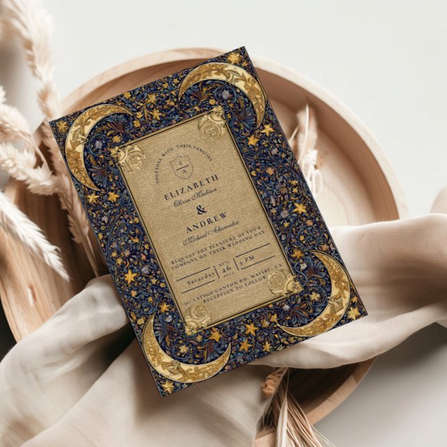 Invitation Mariage baroque céleste de minuit (Créateur téléchargé)
