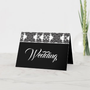 Invitation Mariage Baroque Damassé Noir et Blanc