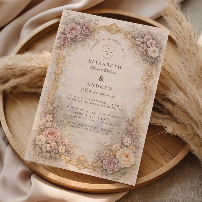 Invitation Mariage baroque européen classique (Créateur téléchargé)
