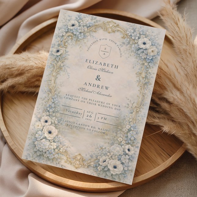 Invitation Mariage baroque floral orné (Créateur téléchargé)