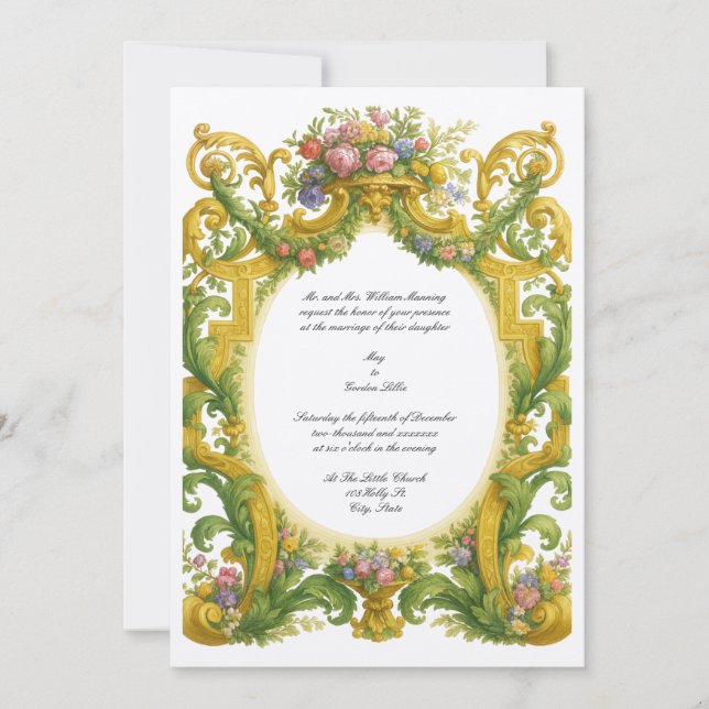 Invitation Mariage Baroque Rococo (Devant)