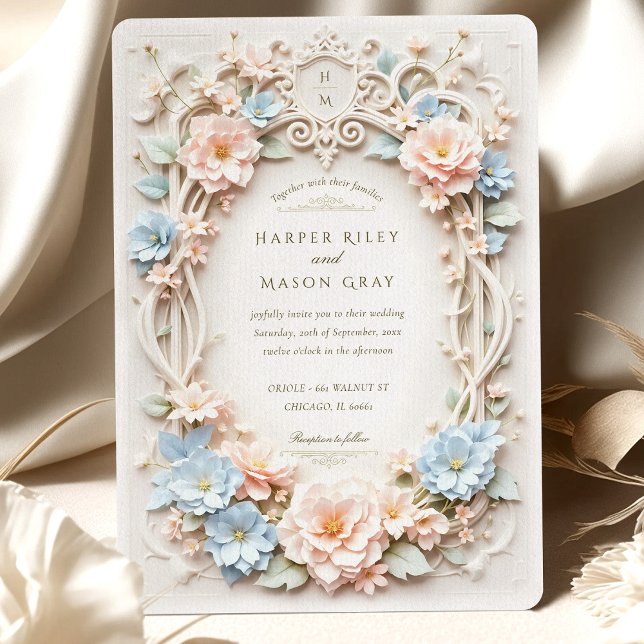 Invitation Mariage baroque romantique aux accents floraux (Créateur téléchargé)