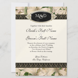 Invitation Mariage baroque Vintage Lily Or Formel Élégant
