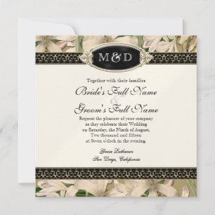 Invitation Mariage baroque Vintage Lily Or Formel Élégant
