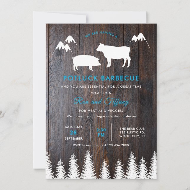 Invitation Mariage BBQ rustique (Devant)
