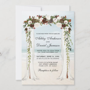 Invitation Mariage Beach Canopy Aquarelle Boho Floral