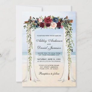 Invitation Mariage Beach Canopy Aquarelle Floral