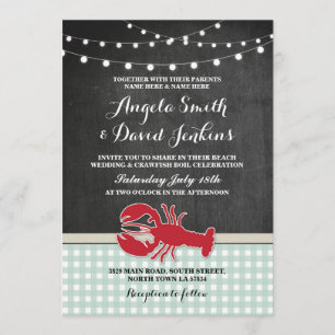 Invitation Mariage Beach Chalk Crawfish Boil Homard Invitatio