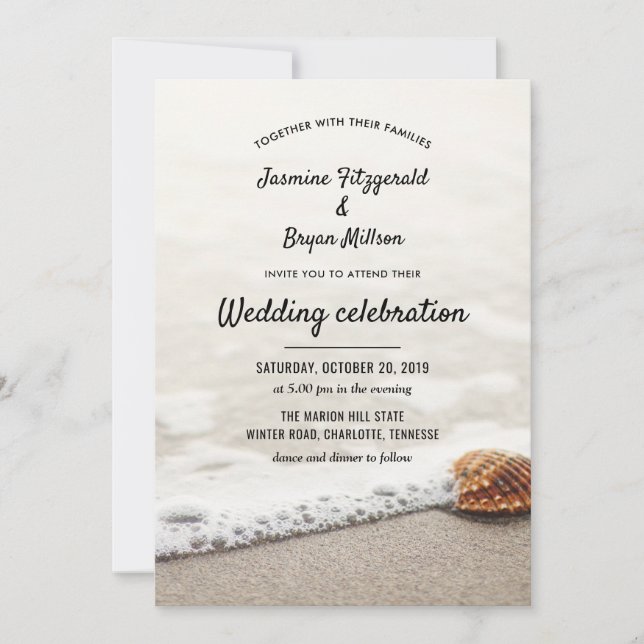 Invitation Mariage Beach Waves (Devant)