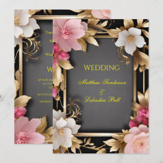 Invitation Mariage Beau Boho moderne fleurs florales