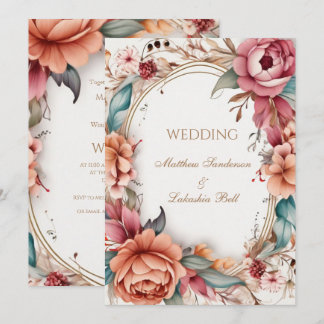 Invitation Mariage Beau Moderne Boho Floral fleurs