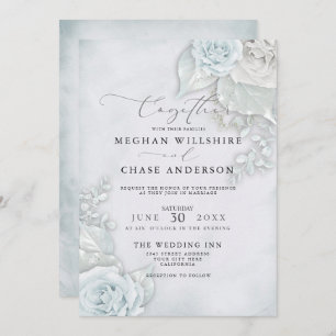 Invitation Mariage Beaux Roses bleu pâle