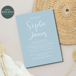 Invitation Mariage Bébé Bleu Minimaliste Moderne