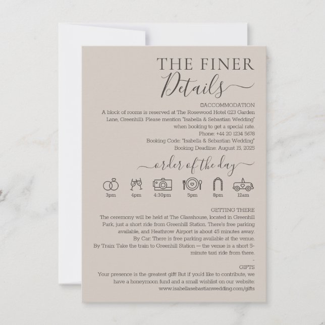 Invitation Mariage Beige Clair Détails Raffinés (Devant)