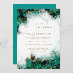 Invitation Mariage   Belle Géode Turquoise et Crystal