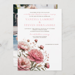 Invitation Mariage Big Pink Blooms