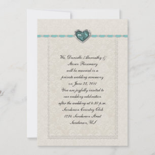 Invitation Mariage Bijoux et coeurs Turquoises