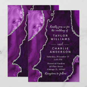 Invitation Mariage Bille d'Agate Violette et Argentée