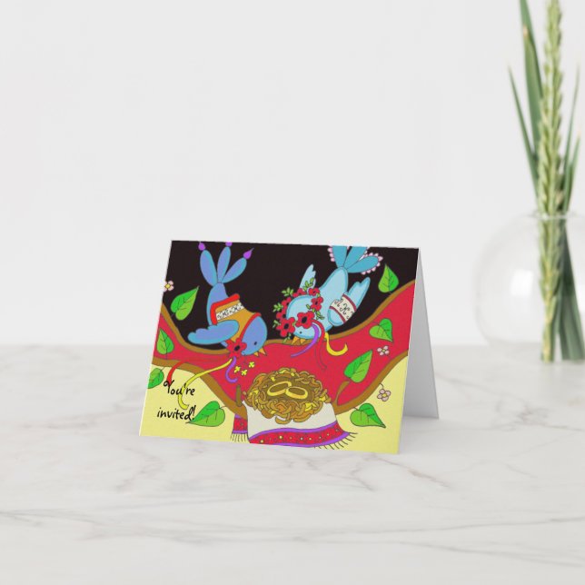 Invitation Mariage Birds Bliss Ukrainian Folk Art (Devant)