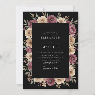 Invitation Mariage Black Champagne Dahlia